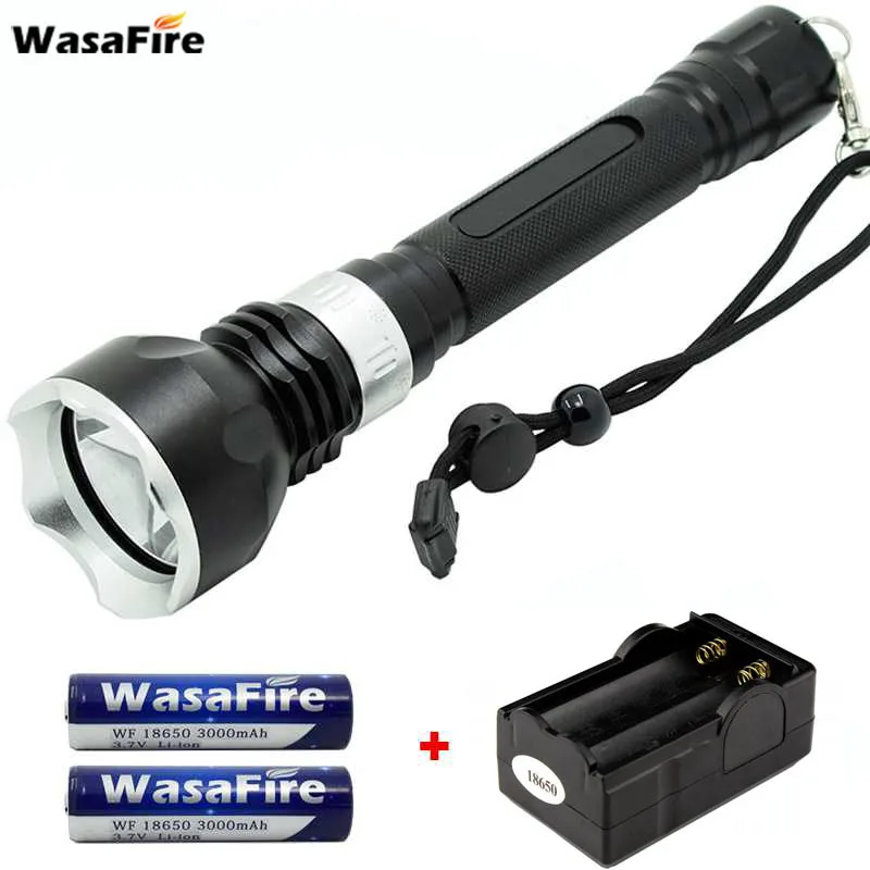 

XM-L T6 LED Scuba Diving Flashlight 5 Modes 2000 Lumen Dive Torch With 18650 Battery + Charger for Underwater Hunting Fishing