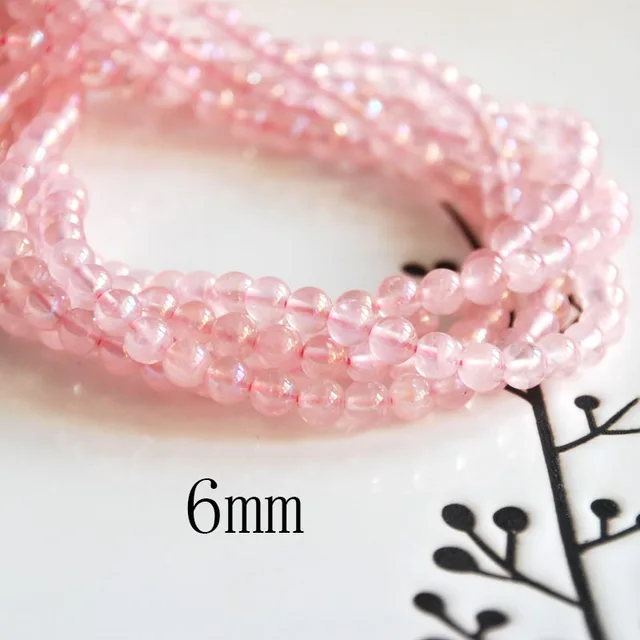Натуральный розовый aqua aura кварцевый кристалл кварца 6 10 мм Круглый loose бусы diy браслет