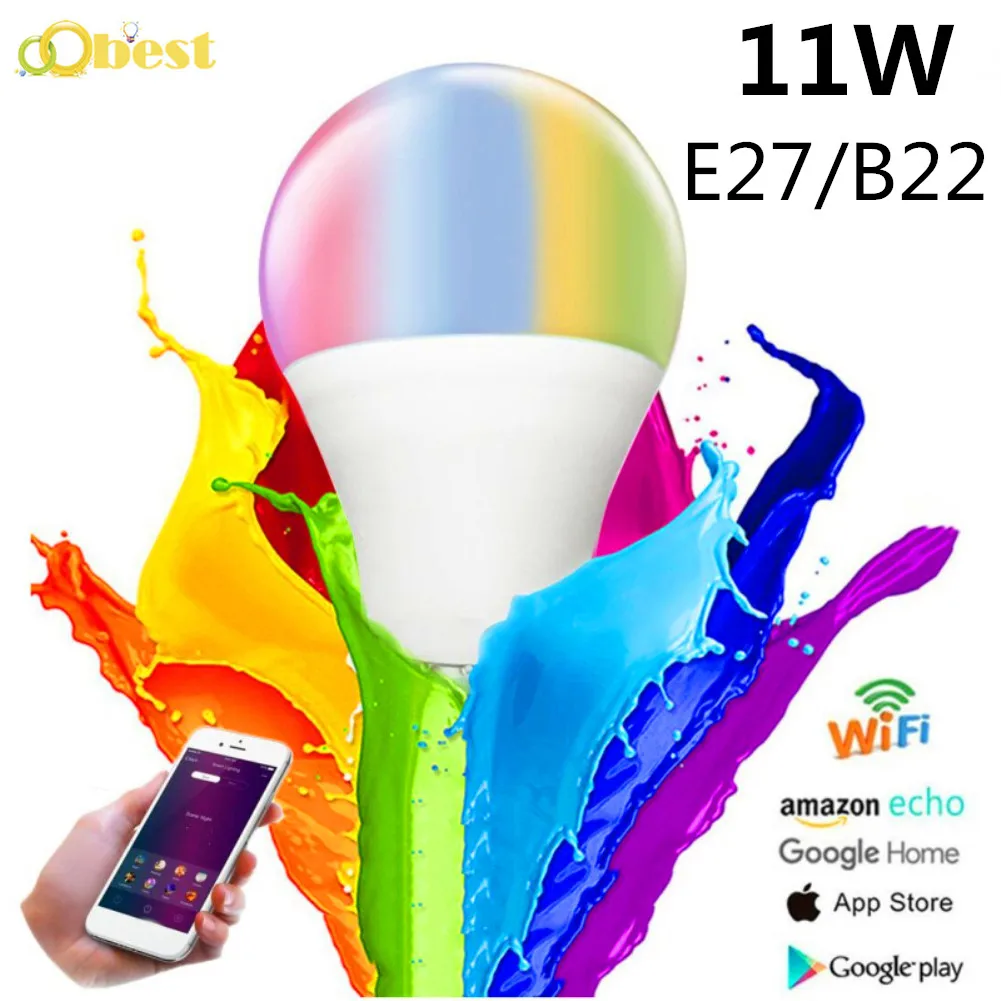 

Новые 11 Вт E27 B22 светодио дный многоцветная RGB Magic умный свет лампы телефона голос WiFi Управление светодио дный Spotlight для Alexa Google дома