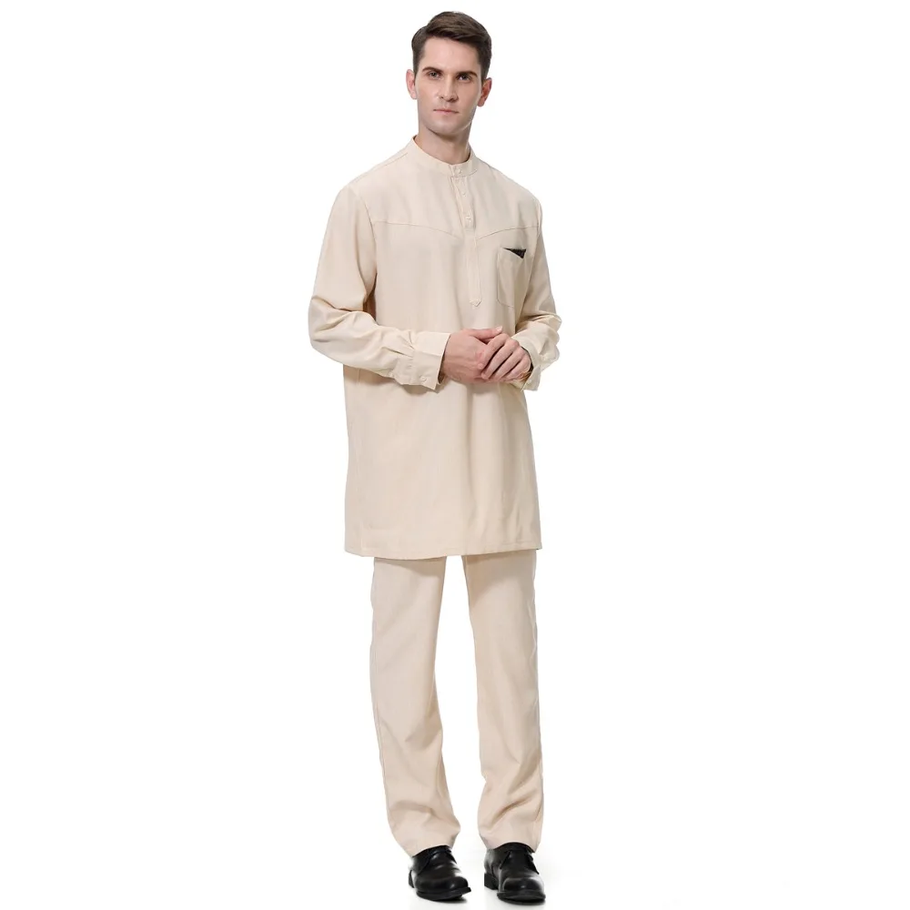 Исламская Мужская Тауб Thawb Восточный Костюм арабов комплекты Абаи джилбаба мусульманских брюки халаты Eid поклонение Услуги Ближний Восток