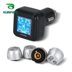 Kunfine Smart автомобилей TPMS шин Давление мониторинга Системы прикуривателя цифровой ЖК-дисплей Дисплей Авто Охранной Сигнализации Системы s