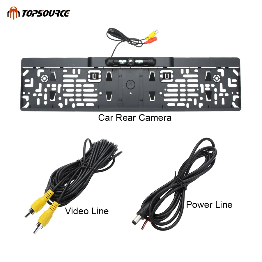 TOPSOURCE ir lights HD CCD EU Car License Plate Frame camera rear