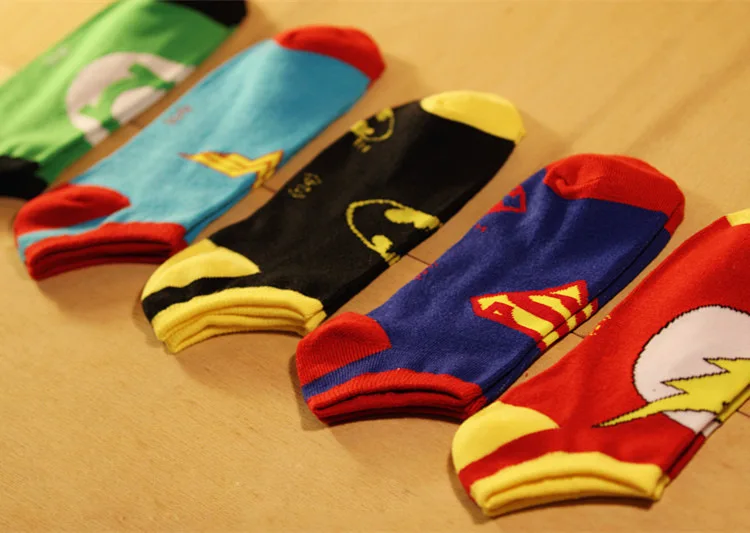 15 видов стилей носки с изображением Супермена, зеленого фонаря, носки с героями мультфильмов для женщин и мужчин, Marvel, короткие носки с изображением чудо-женщины, Бэтмена, повседневные носки