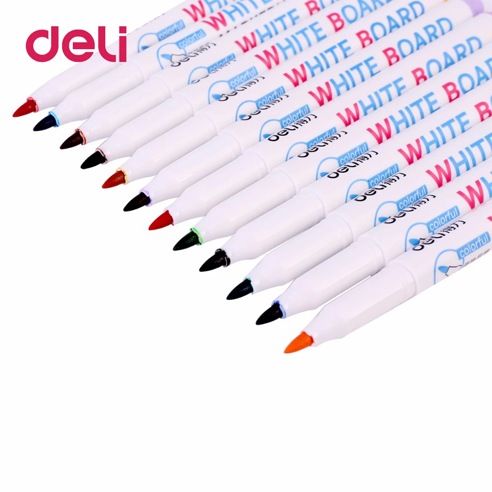 Deli 1pcs whiteboard pen 8/12pcs per set colorful erasable brush marker
