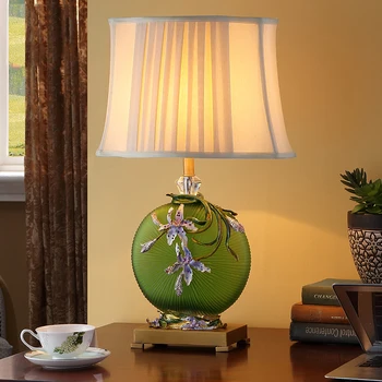 

Orchid Green Glass Table Lamp Living Room Decorative Copper Base Abajur Table lamp For Bedroom Lamparas De Mesa