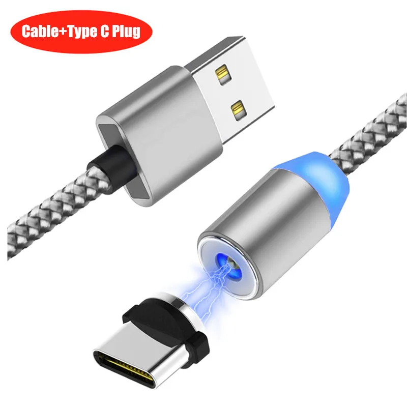 20 шт./упак. NISI 1 м 2 Micro USB Магнитный кабель Lightning для iPhone samsung 8Pin IOS Тип-C Порты светодиодный телефона зарядный кабель 3 в 1 - Цвет: Silver TypeC Cable