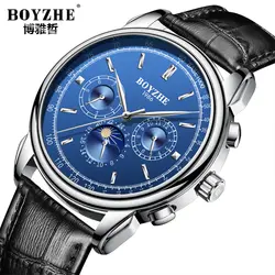 BOYZHE Moon Phase часы Для мужчин Лидирующий бренд Водонепроницаемый автоматические механические часы Мужская Мода Военные Спортивные Relogio Masculino
