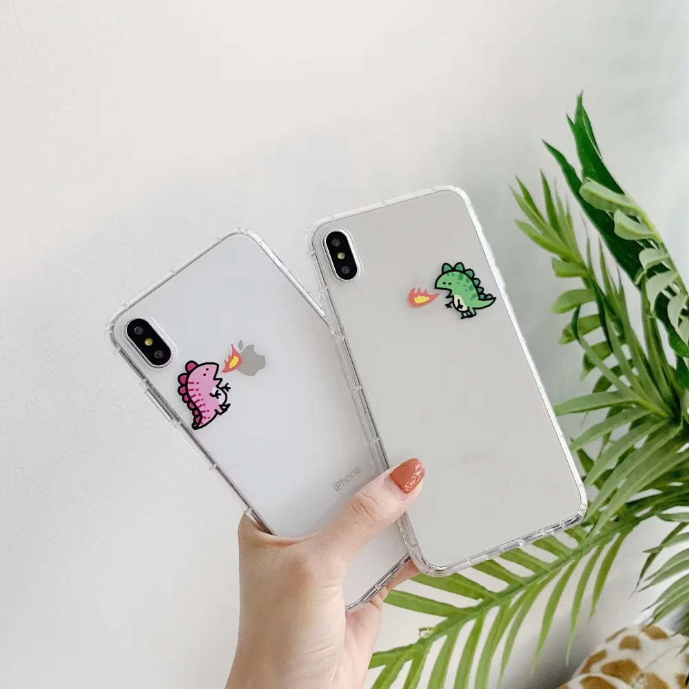 Прозрачный чехол с рисунком динозавра для iphone XS Max XR X 6S 6 7 8 Plus ультра тонкие мягкие