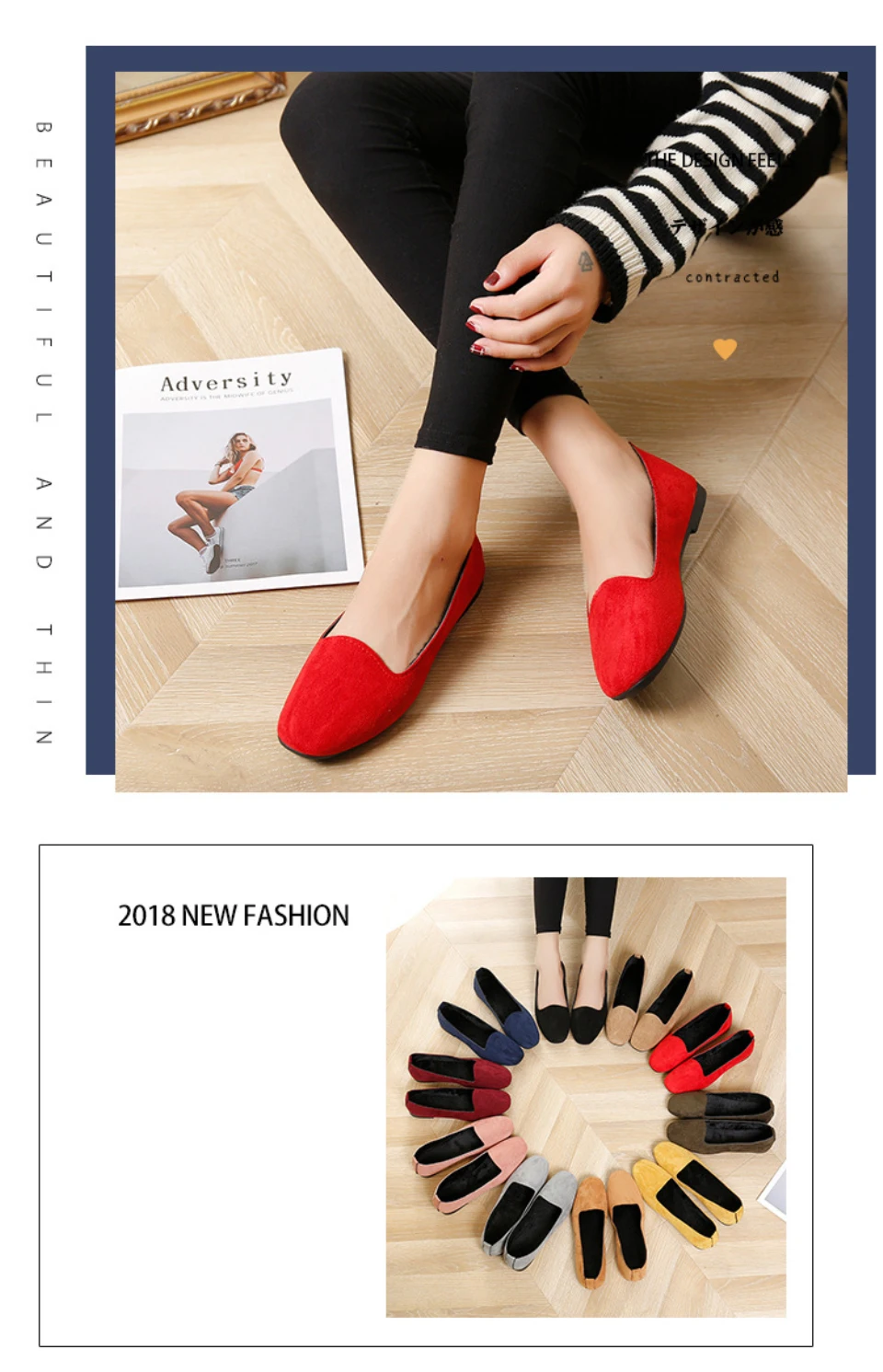Plardin Fashion Flock Women's Flats For New Summer Slip-On Round Toe Casual Flat Shoes Basic ballet Shoes Woman Size Plus