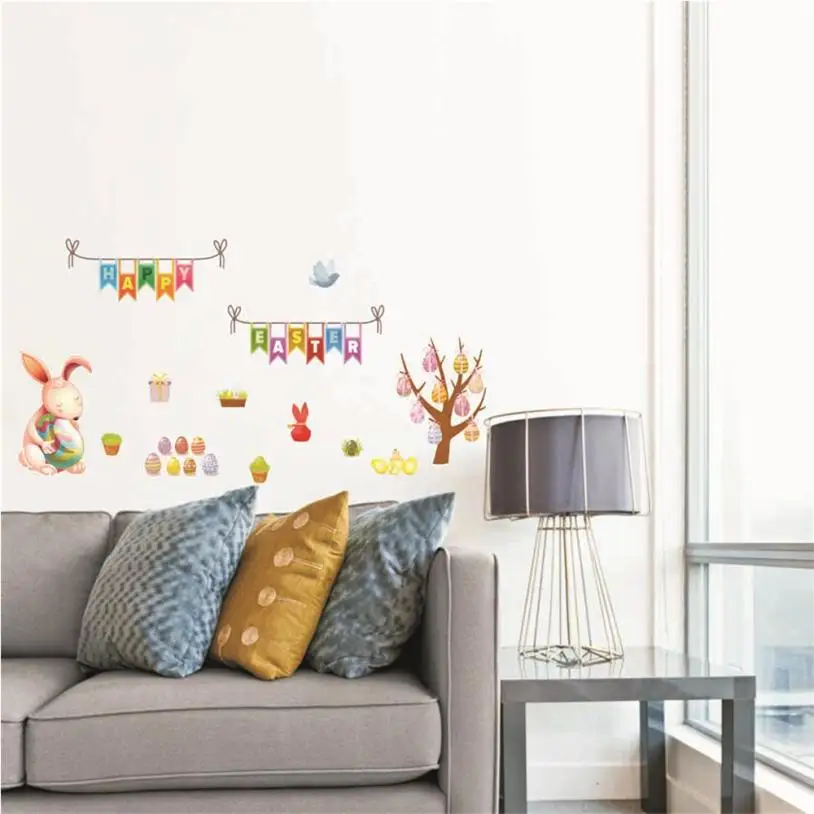 Home Decor Wall Стикеры s Декор Счастливой Пасхи стены Стикеры съемный Книги по искусству Главная DIY наклейки на стены Стикеры дома Deco mirror AU6