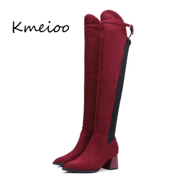 

Kmeioo Thigh High Boots Female Winter Boots suede shoes woman ankle boots Sexy Female Autumn Winter lady high heel boots