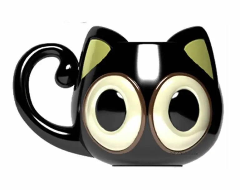 500 мл Милая Черная керамическая кружка с большими глазами, персональная кошка, большая емкость, мультяшная кофейная чашка с животными, индивидуальная посуда для завтрака - Цвет: Black