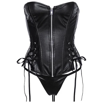

HOT New Women Sexy Corset Lingerie Sexy Stunning Black Corset Overbust Corset Strapless Zipper Front Bustiers W7906