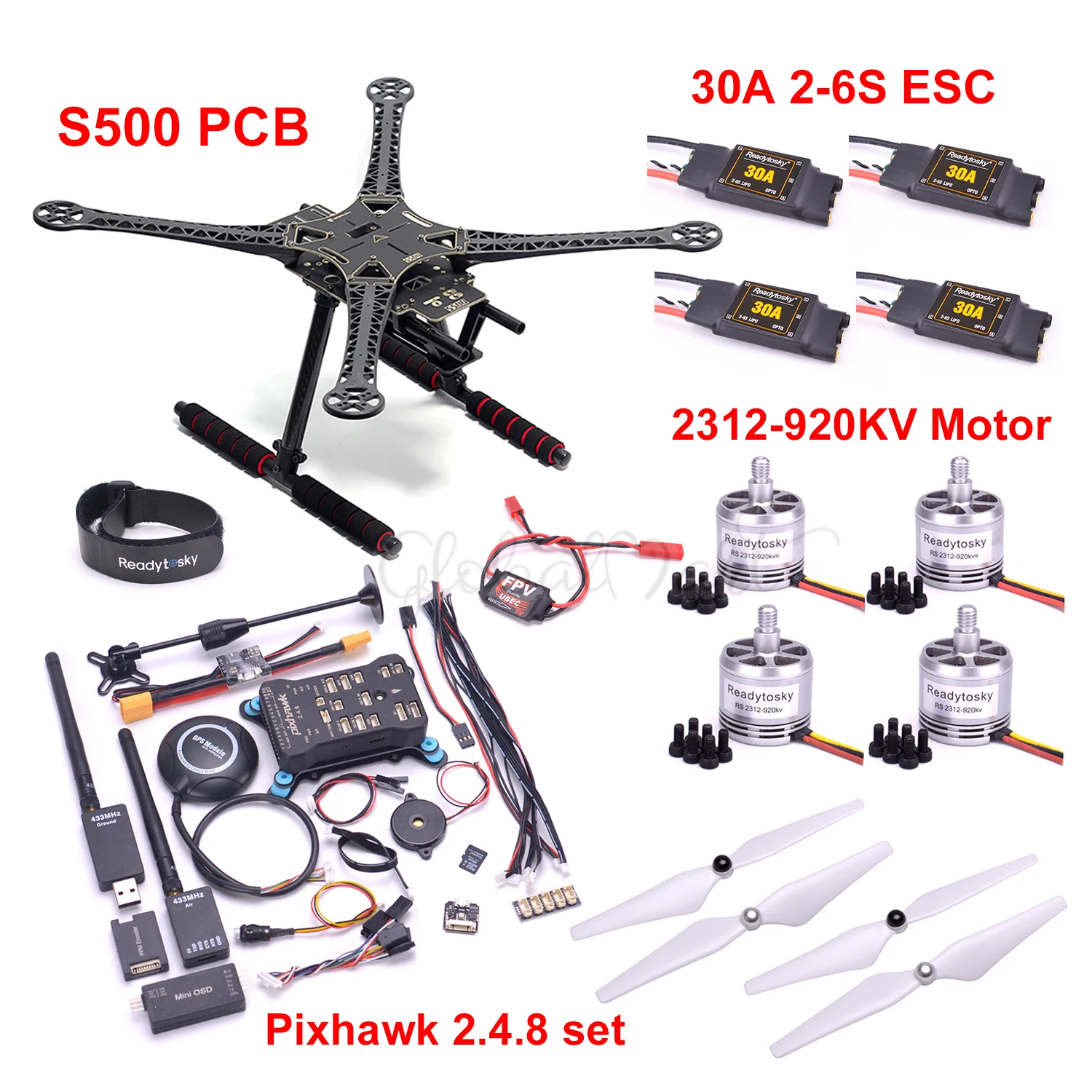 S500 PCB X500 500 мм F450 Quadcotper Frame Kit Pixhawk 2.4.8 32 Bit Контроллер полета 2312 920KV 30A 2-6S ESC M8N gps Mini OSD