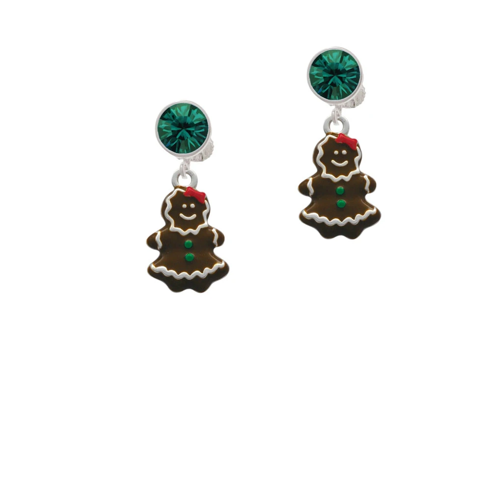 Enamel Gingerbread Girl Crystal Clip On Earrings (5)