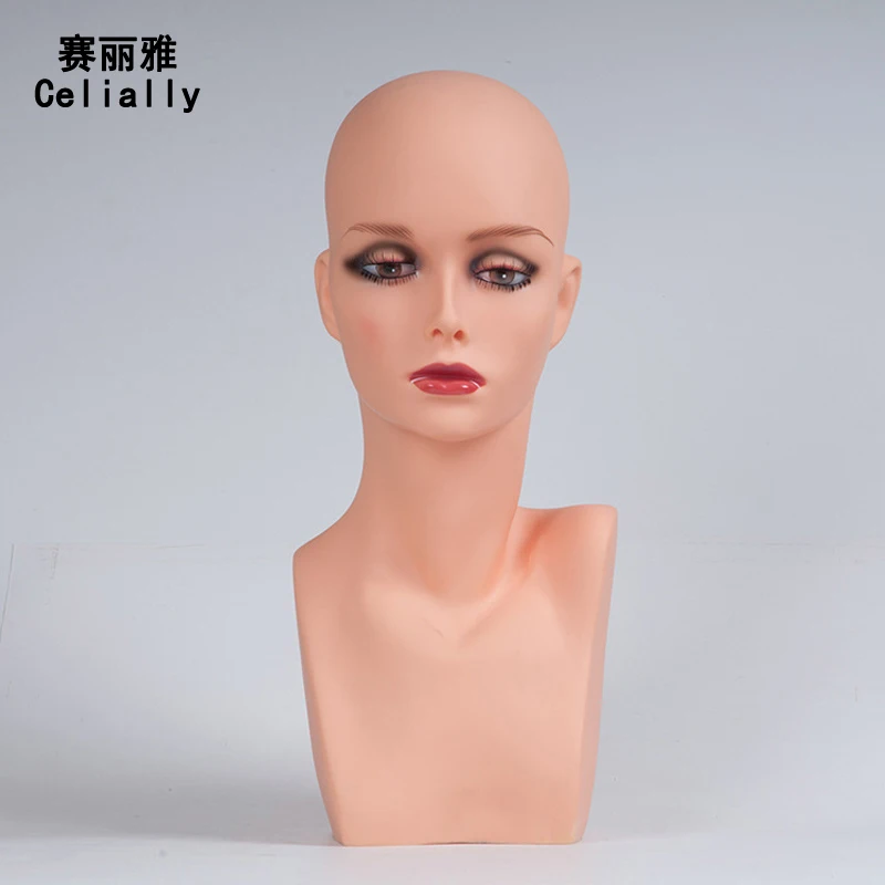 

Bald Mannequin Head Female Realistic Plastic Mannequin Head For Wig Jewelry Hat Display Cosmetology Manikin Head