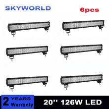 6 pcs 20 polegada 126 W Dupla Fileira LEVOU Trabalho Barra de Luz para Tractor Boat OffRoad 4WD 4×4 SUV Truck ATV Combo Feixe 12 V 24 v