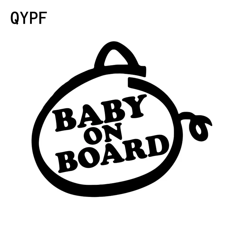 QYPF 15.1CM*13CM Lovely BABY ON BOARD Baby In The Car Stickers Warning Vinyl Decals Decoration Black/Silver S9-2039 | Автомобили и