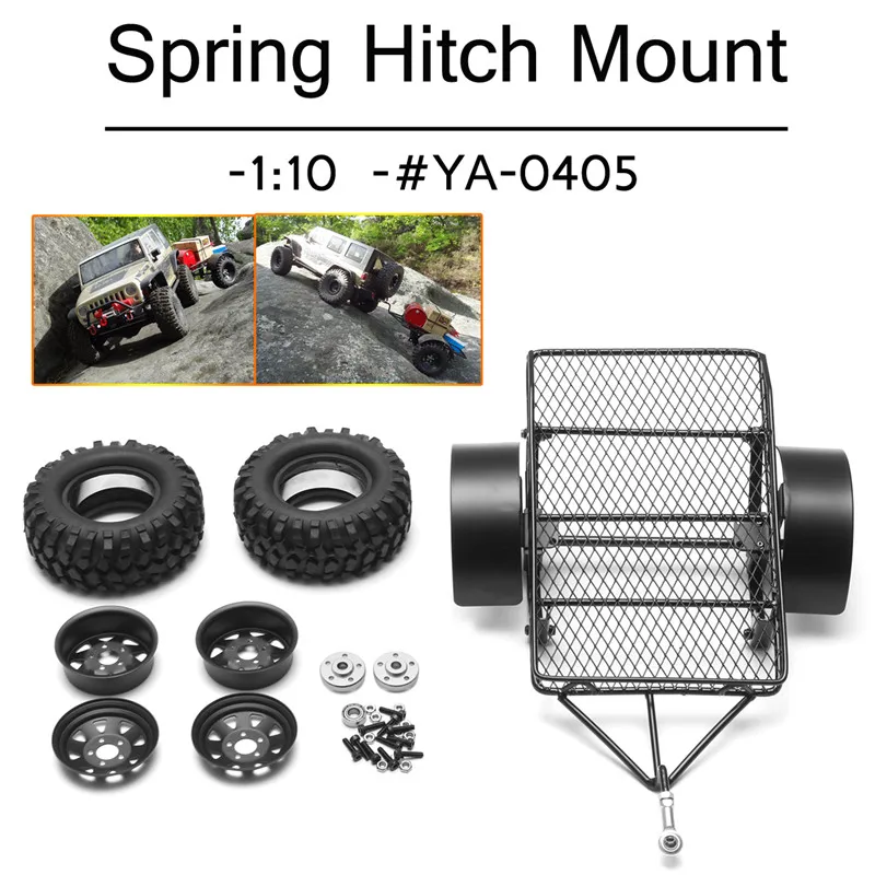 

Racing 1:10 RC Cars Rock Crawler Trailer With Leaf Spring Hitch Mount Fit For Vaterra Axial YA-0405 Remote Control Toys