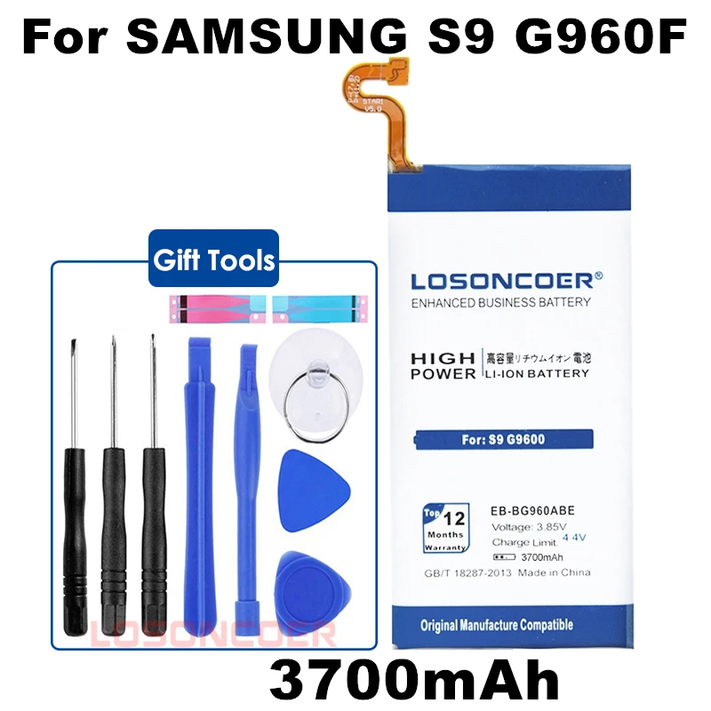 

LOSONCOER 3700mAh EB-BG960ABE Battery For Samsung GALAXY S9 G9600 SM-G960 G960F Mobile Phone Battery+Quick Arrive