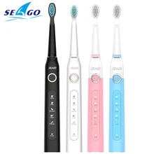 SEAGO Electric Toothbrush for Adults USB Sonic Rechargeable Teeth Brushes with 3 Replacement Heads Smart Timer Waterproof SG507