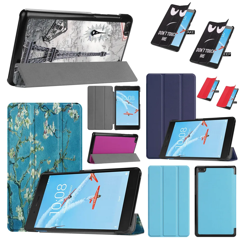 

Slim Lightweight Print Flip Stand PU Leather Magnet Cover Coque Shell Funda Capa Case For Lenovo Tab E7 TB-7104F 7 inch Tablet