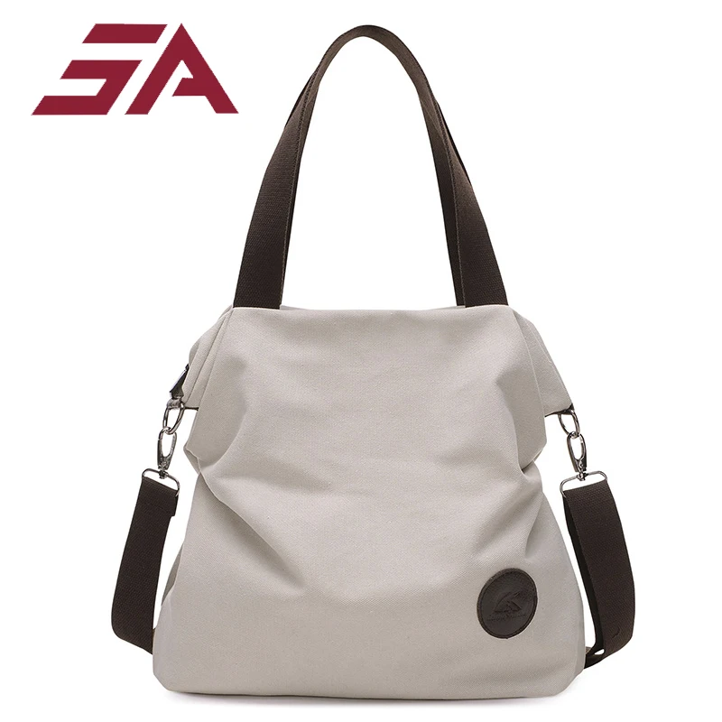

SA 2018 New Arrival Canvas Women Bag Handbag Brands Hobo Shoulder Large Capacity For Big Messenger Bags white travel bag