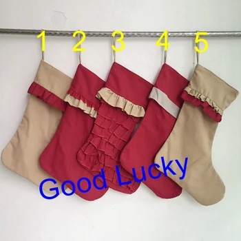 

10pcs/lot wholesale good quality monogram ruffle Christmas stocking 5 styles mixed personalize Christmas stocking gift bags