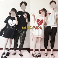 «Feel My Heart», Летний милый комплект для влюбленных пар, платье с круглым воротником и лентой и футболка, крутой черно-белый подарок на день Святого Валентина