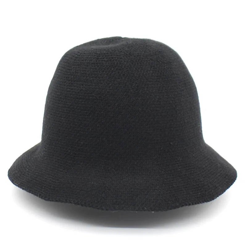 Minhui, новинка, осенне-зимние шапки-ведерки для женщин, вязаные шапки для рыбалки, шапка Gorro, зимняя шапка, Панама - Цвет: black