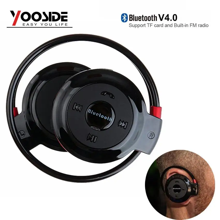 Поддержка tf карты и встроенные fm радио Bluetooth v4.0 наушники беспроводные на ухо