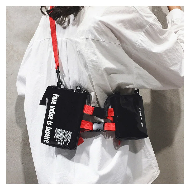 

Women PU Bag Fashion Crossbody Bag Ins Web Celebrity Small Pack Letters Multi-pocket Tactical Function Breast Tide Bags C115