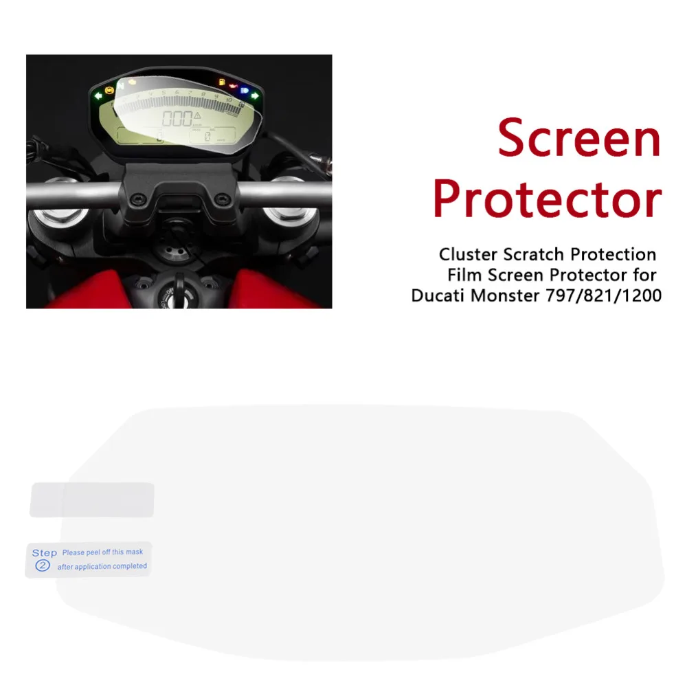 Grupo de película de protección contra arañazos Protector de pantalla para Ducati Monster 797/821/1200, fácil de limpiar y limpiar la tierra TPU película