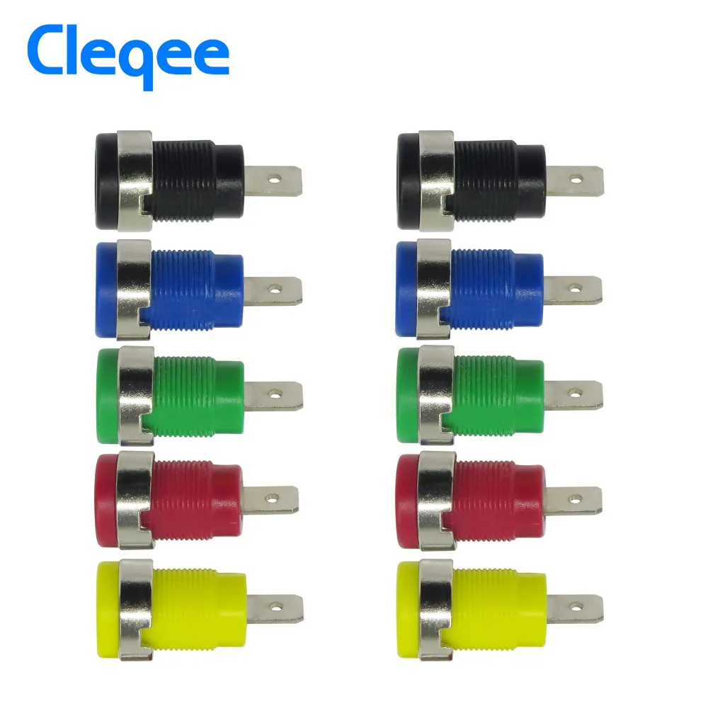 Cleqee P3007 10 stks / set 5 kleuren 4 mm vernikkeld binding post banaan jack socket plug