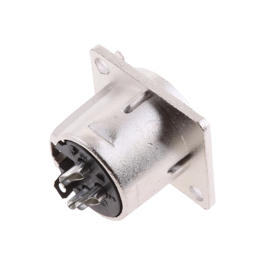 

5Pcs XLR 3Pin Female Square Wall Chassis Panel Mounted Plug Socket Microphone Audio XLR Plug Nickle Plated Connector