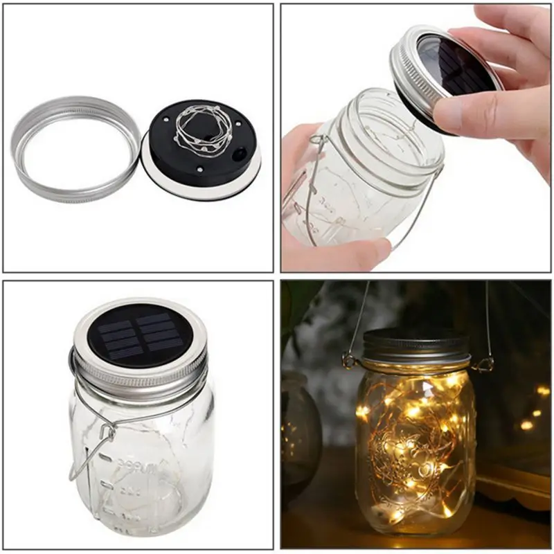 2 м 20 светодиодный светильник на солнечных батареях для Mason Jar с крышкой, изменяющий цвет, для сада, водонепроницаемый, рождественские украшения гирлянды