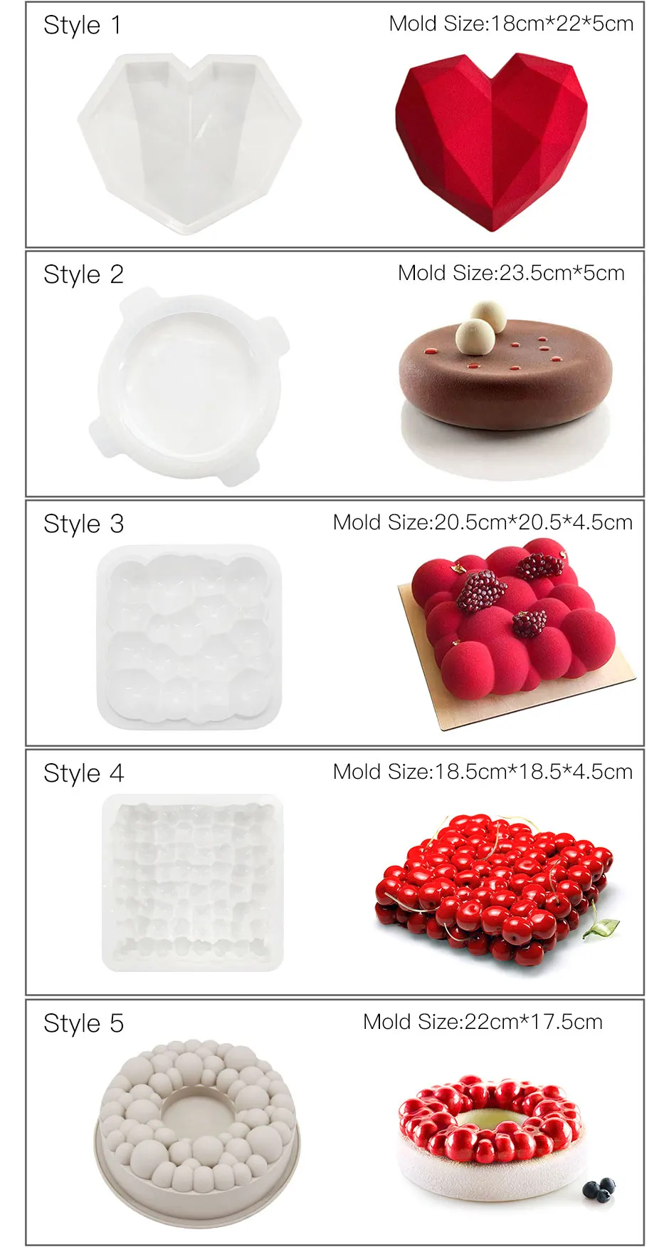 Для украшения торта прессформы 3D силиконовые формы для выпечки инструменты Сердце Круглый пирожными шоколадом и брауни мусс сделать десерт Пан