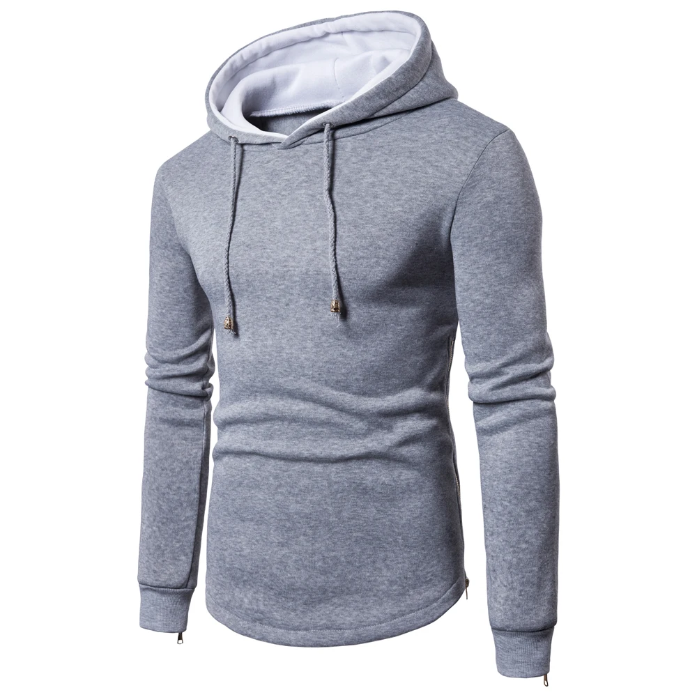 2018 Men's new casual hoodie sweater personalized curved hem sweater ...