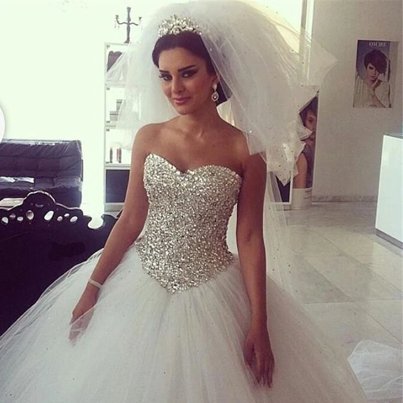 silver wedding dresses with bling