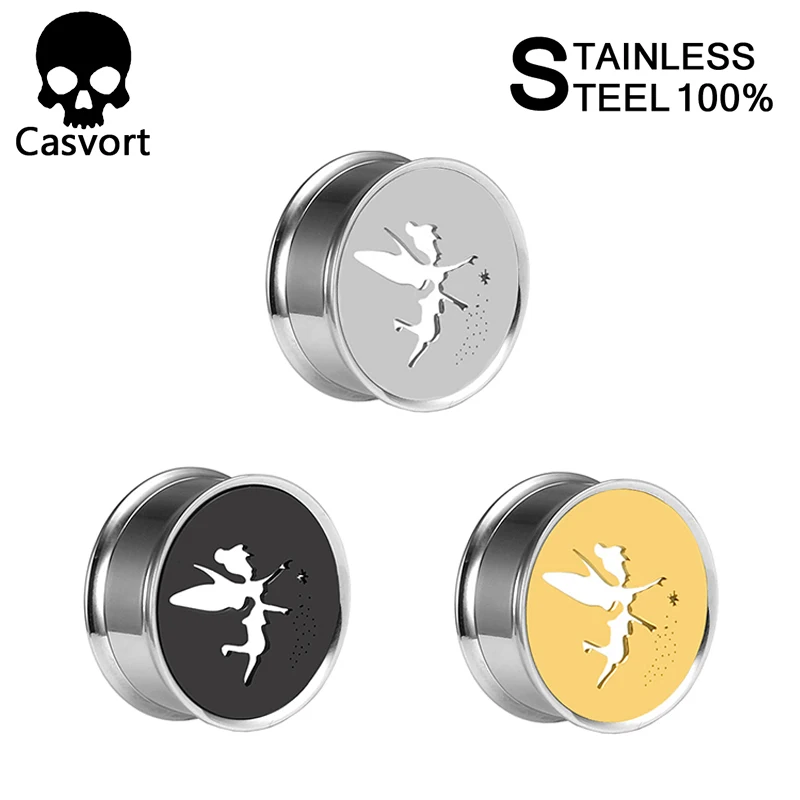 

Casvort Body Piercing Jewelry Fairy Ear Gauges Plugs Tunnels Stainless Steel Flesh Tunnel Earrings Expander Fashion Jewelry