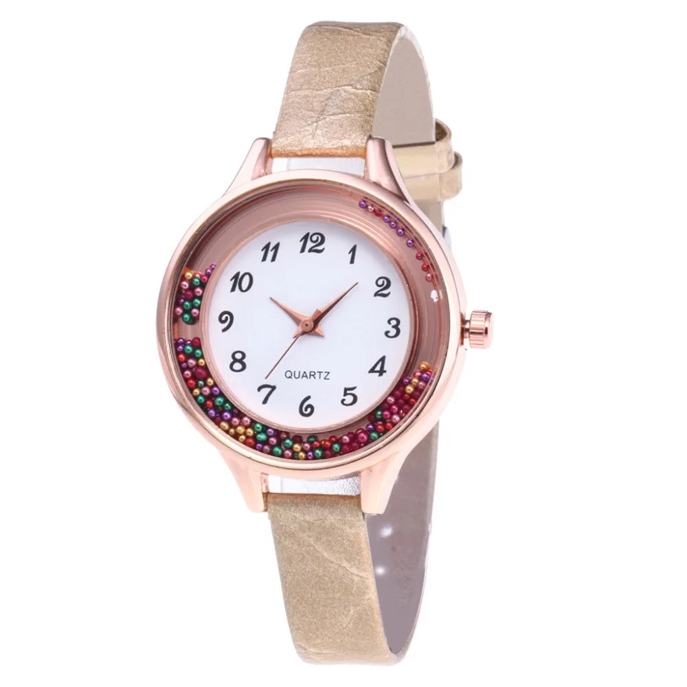 

Minimalism Roman Numerals Clock Interesting Women's Watches With Colorful Beads In Circle Current Popular Factor Wristwatch 2019