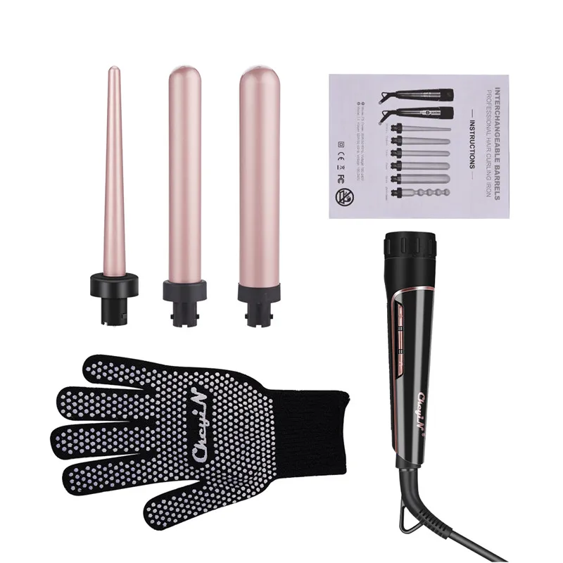 

3 In 1 Ceramic Hair Curler Care Styling Curling Wand Interchangeable 3 Parts Clip Hair Iron Curler 9-32mm Curling Iron Wave