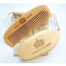 Щетка для бороды из щетиной кабана и персикового дерева, широкая/тонкая расческа для зубов без ручки, длина 15,5 см, расческа для мужчин, уход за бородой, гравировка логотипа