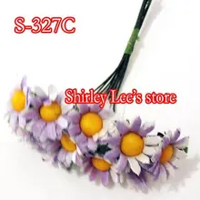 144 гроздья = 1440 довольно Two-Tone Ткань Дейзи букет в фиолетовый и белый, пользу Box украшения* EMS