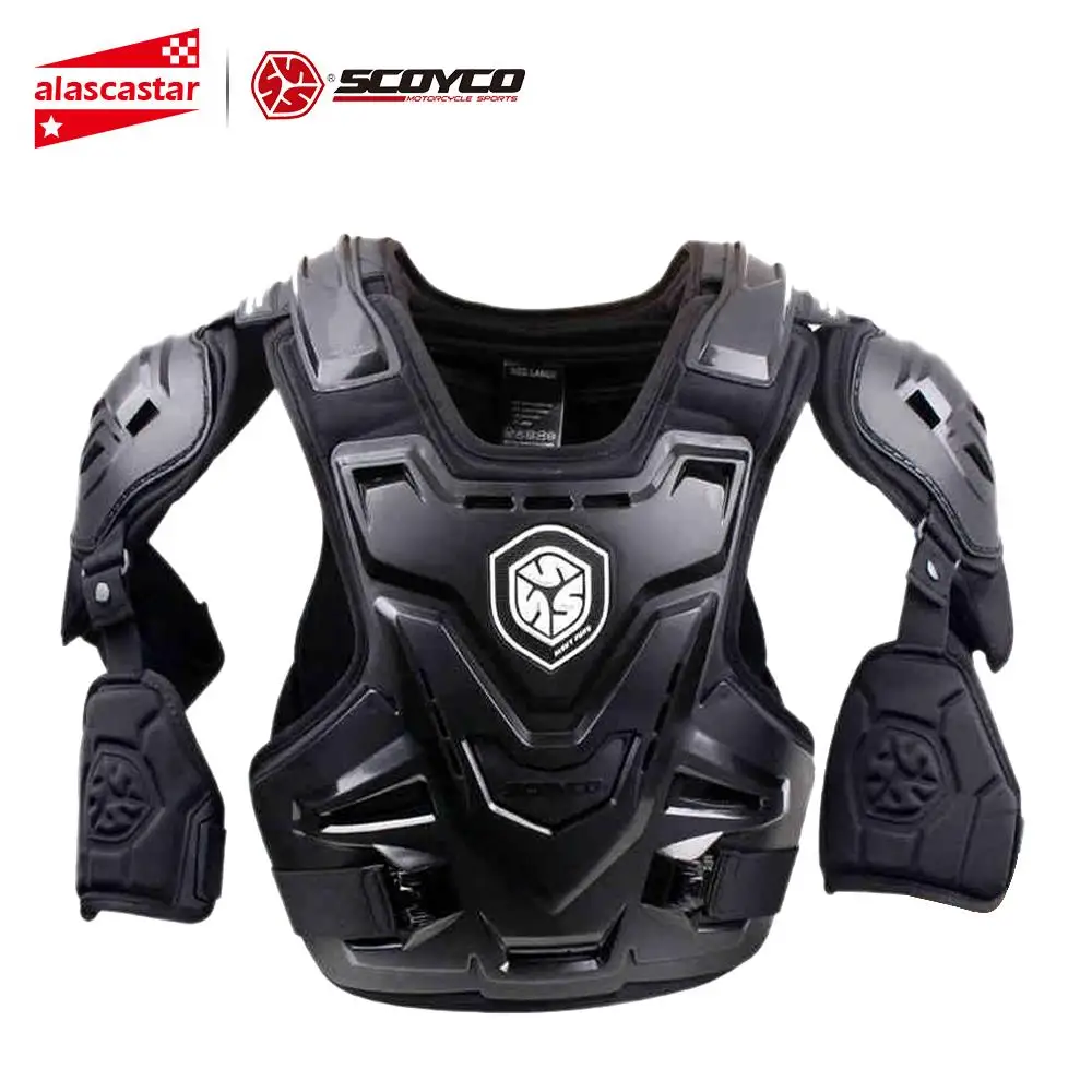 SCOYCO, мотоциклетная броня для мотокросса, защита груди, спины, жилет, мотоциклетная куртка, гоночные Заезды, защитное снаряжение, защита тела, CE - Цвет: Black