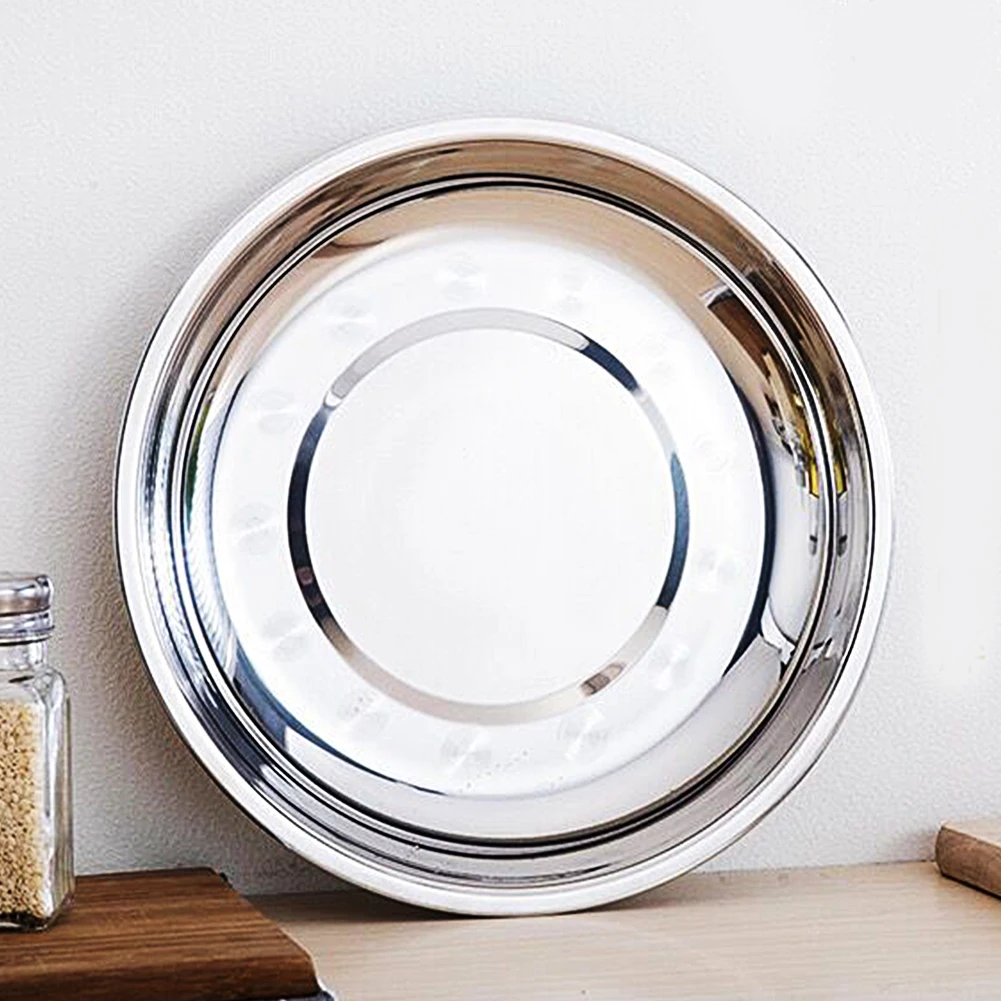 

18cm to 28cm Dia Stainless Steel Food Container Kitchen Tableware Dinner Plate