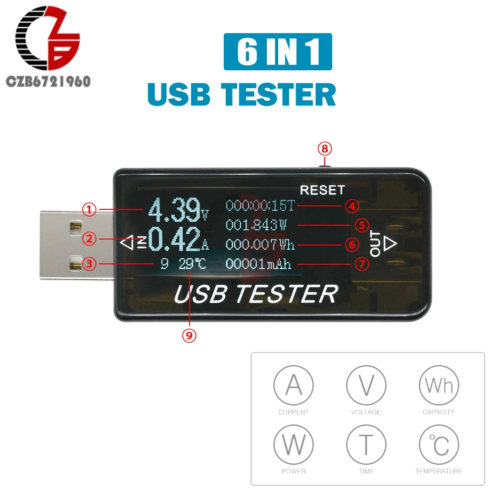 6 в 1 USB тестер зарядное устройство Doctor LCD цифровой вольтметр Амперметр мощности