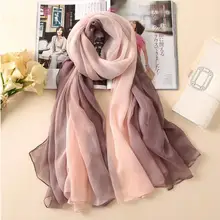 Брендовый женский шелковый шарф, модный, гладкий, летний, женский, вуаль, роскошный, градиентный, шарфы, для пляжа, накидка, шаль Брендовый женский шелковый шарф, модный, гладкий, летний, женский, вуаль, роскошный, градиентный, шарфы, для пляжа, накидка, шаль