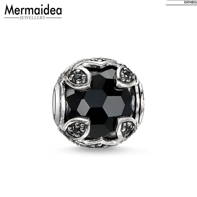 

DIY Beads Black Lotus Bead 2019 New Fashion Silver Jewelry Trendy Crystal Gift For Women Girl Fir Bracelets Necklace Choker