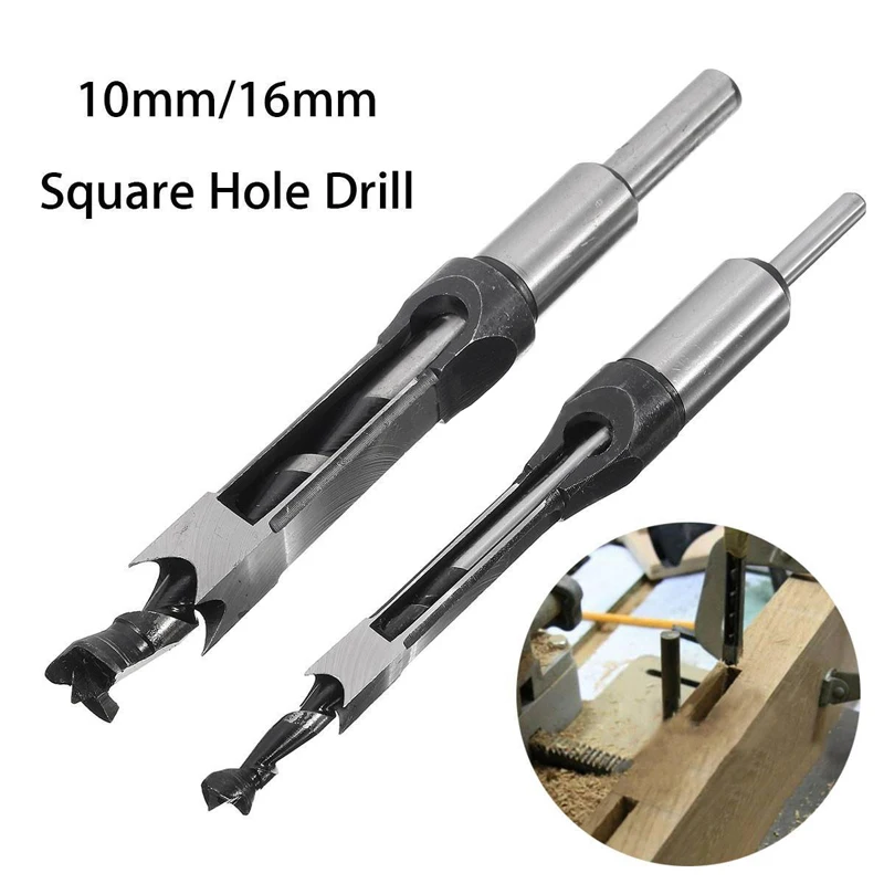 DWZ 1pc 10mm/16mm Square Hole Mortiser Drill Bit Mortising Chisel Woodworking Tool